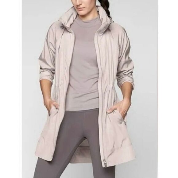 Athleta Drip Drip Anorak Beach Pink Rain Jacket sz S EUC - Picture 1 of 12